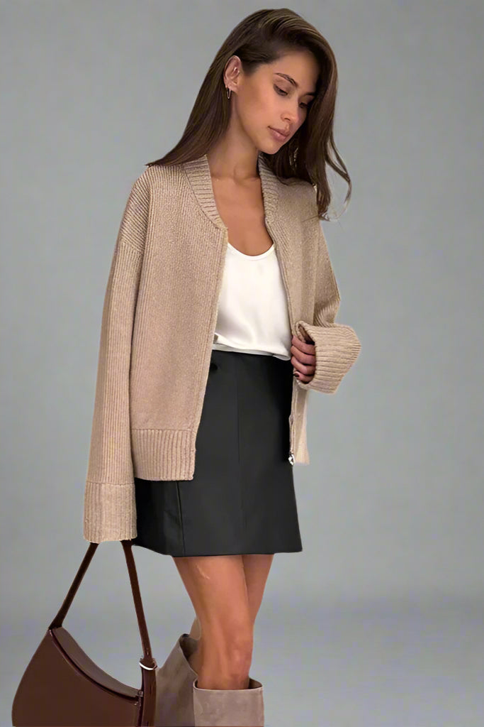Women’s Casual Zip-Up Knit Sweater