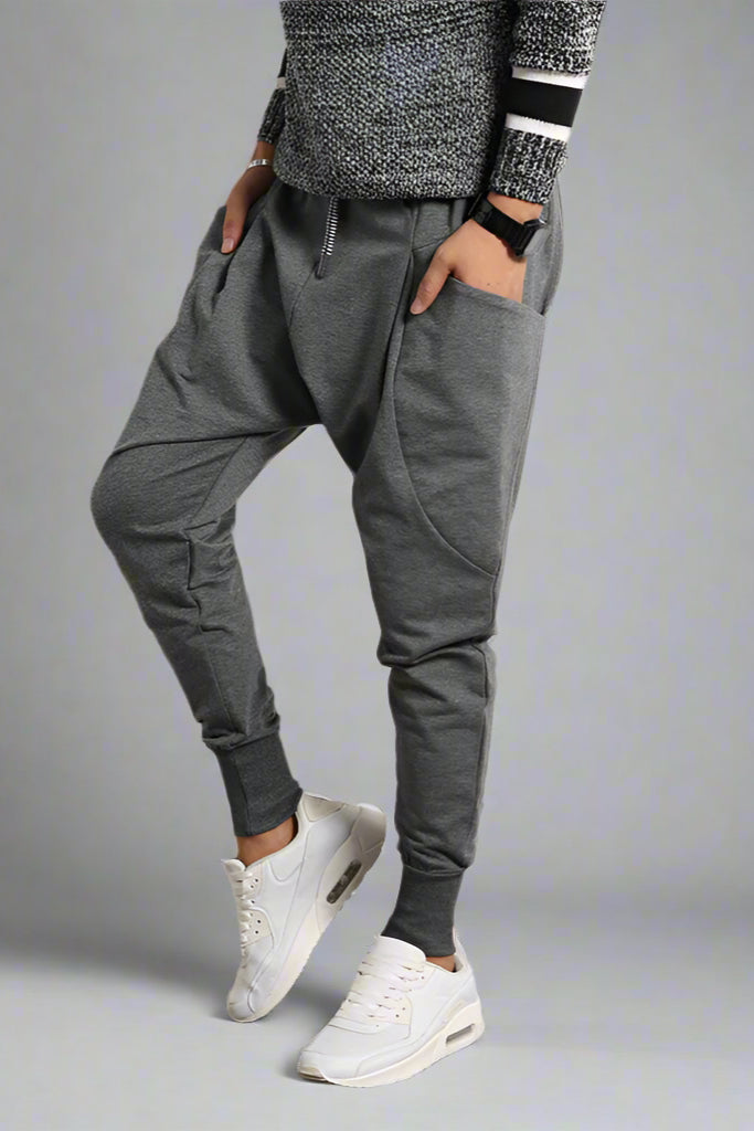 Men’s Plus Size Harem Pants – Loose-Fit Trousers with Suspenders