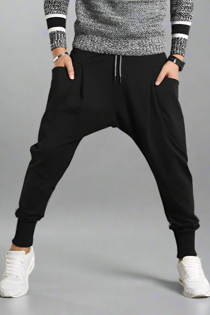Men’s Plus Size Harem Pants – Loose-Fit Trousers with Suspenders