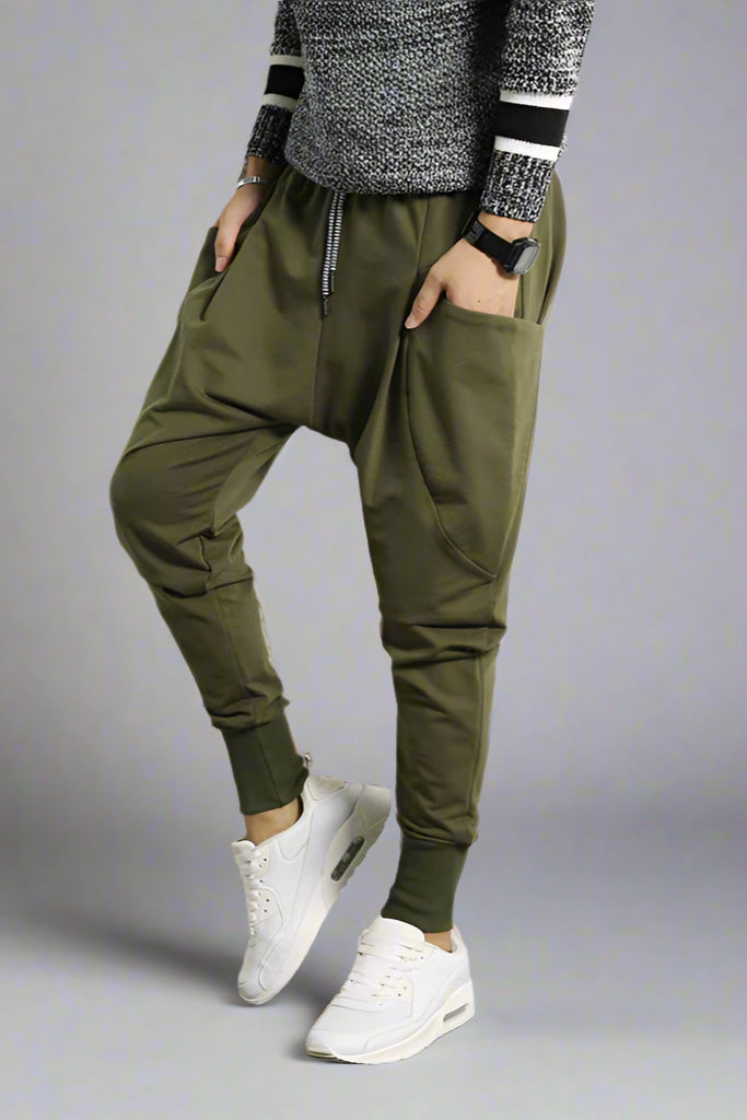 Men’s Plus Size Harem Pants – Loose-Fit Trousers with Suspenders