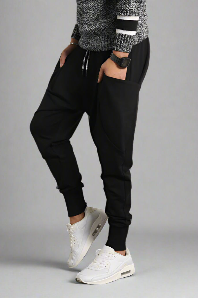 Men’s Plus Size Harem Pants – Loose-Fit Trousers with Suspenders