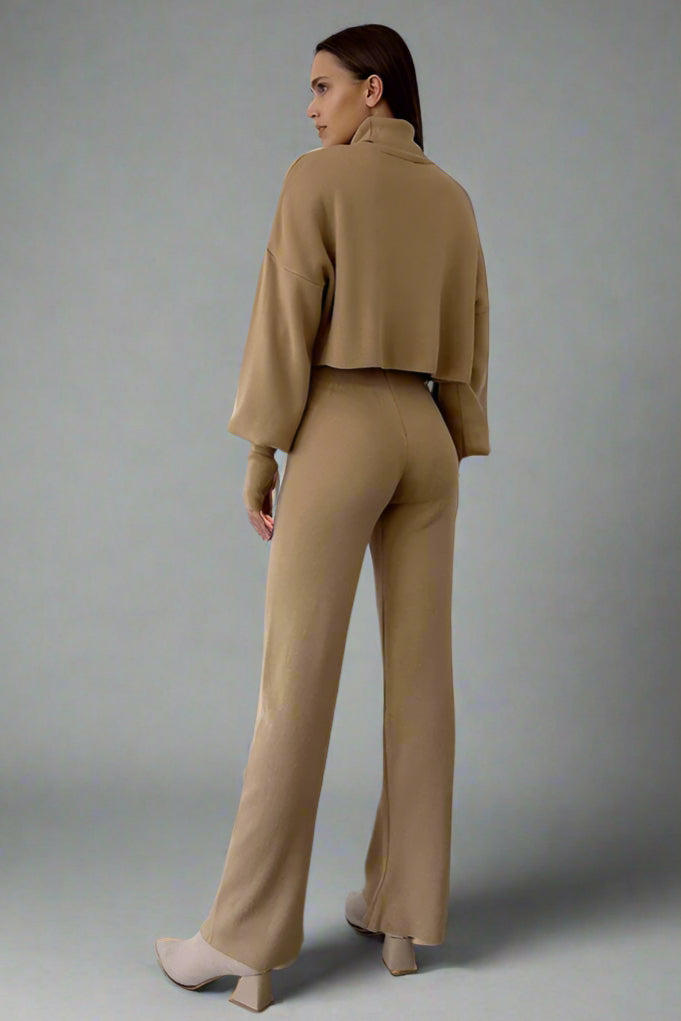 Women’s Turtleneck Lounge Set – Casual Two-Piece Pullover & Pants for Autumn/Winter