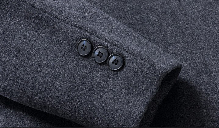 Men’s Stand Collar Woolen Overcoat – Classic Winter Outerwear