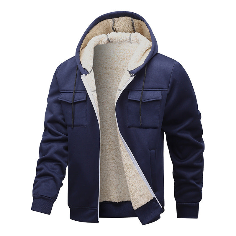 Men’s Fleece-Lined Utility Jacket – Warm Hooded Streetwear Layer