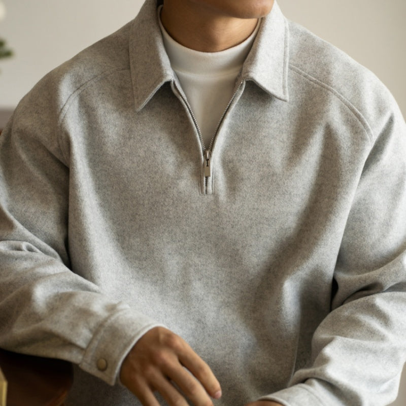 Men’s Half-Zip Pullover Sweater – Lightweight Lapel Top for Spring & Autumn
