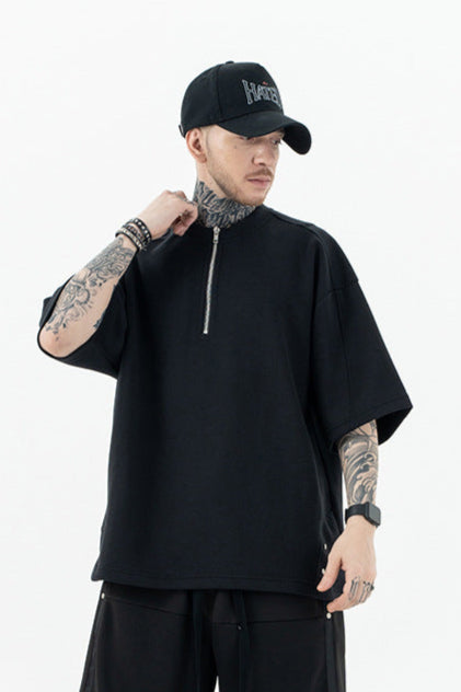 Men’s Half-Zip Casual Tee – Clean Fit Short Sleeve Cotton Top