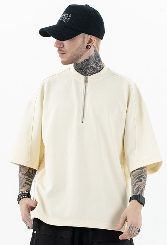 Men’s Half-Zip Casual Tee – Clean Fit Short Sleeve Cotton Top