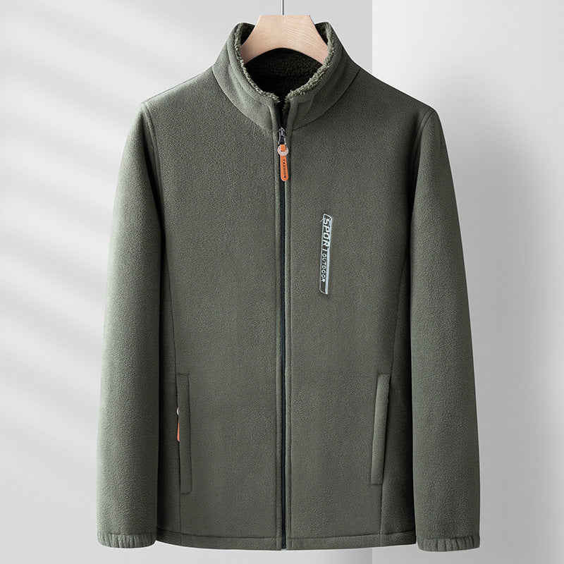 Men’s Thick Polar Fleece Jacket – Double-Sided Outdoor Cardigan for Autumn & Winter