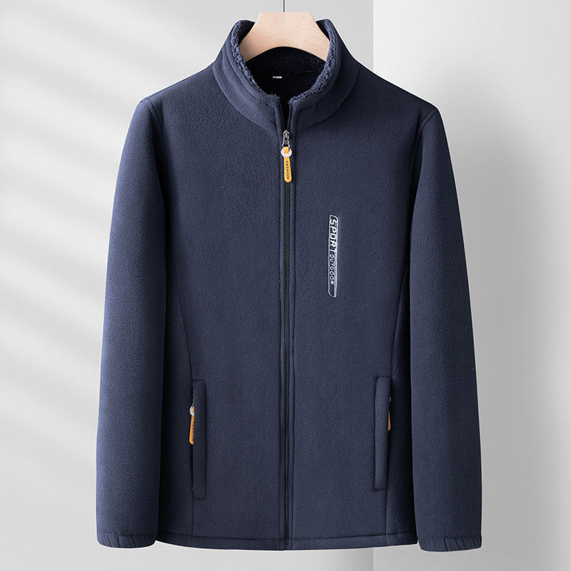 Men’s Thick Polar Fleece Jacket – Double-Sided Outdoor Cardigan for Autumn & Winter