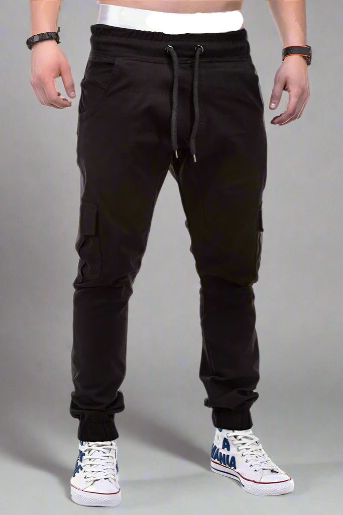 Men’s Cargo Jogger Pants – Drawstring Waist with Side Pockets