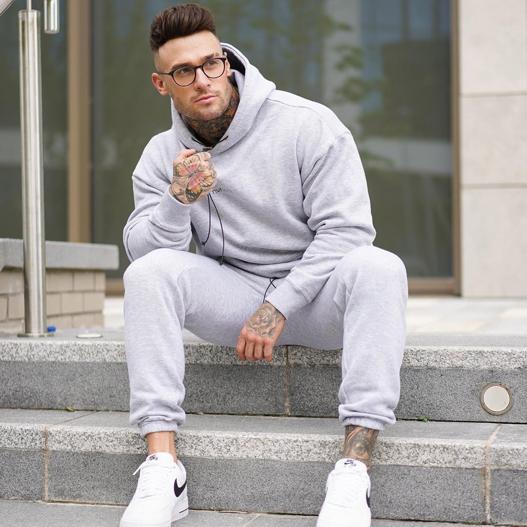 Men’s Casual Hooded Sweater Set – Autumn Loose Fit 2-Piece Outfit