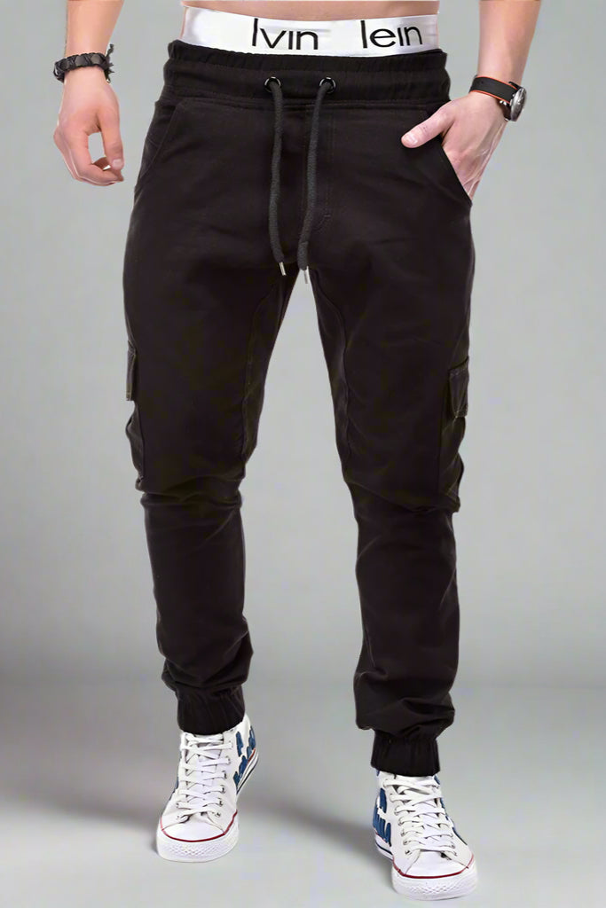 Men’s Cargo Jogger Pants – Drawstring Waist with Side Pockets
