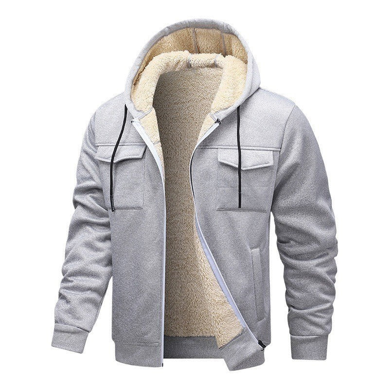 Men’s Fleece-Lined Utility Jacket – Warm Hooded Streetwear Layer
