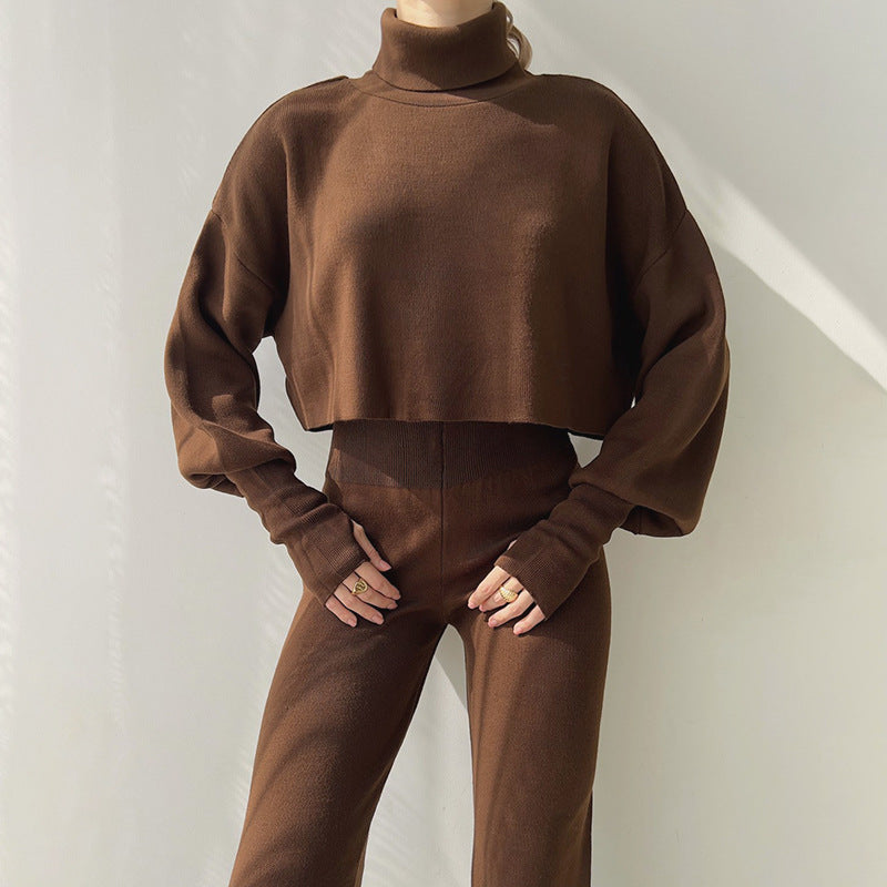 Women’s Turtleneck Lounge Set – Casual Two-Piece Pullover & Pants for Autumn/Winter
