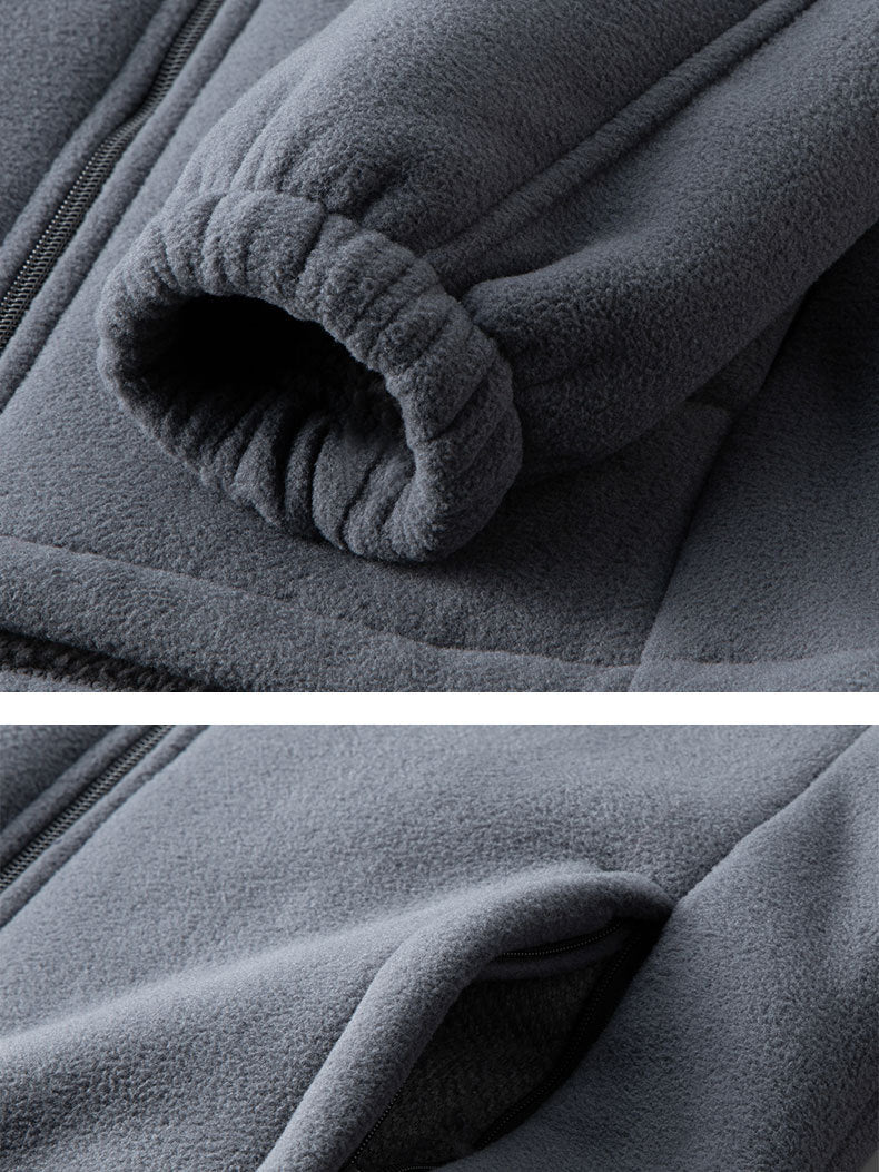 Men’s Thick Polar Fleece Jacket – Double-Sided Outdoor Cardigan for Autumn & Winter