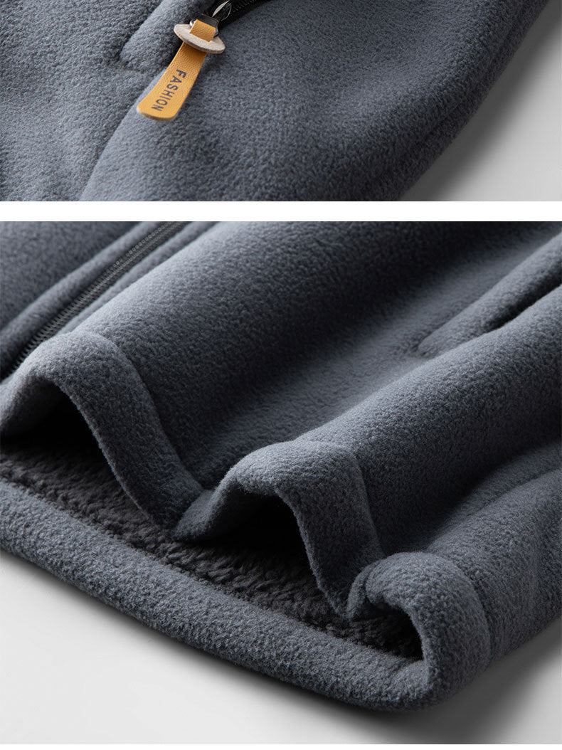 Men’s Thick Polar Fleece Jacket – Double-Sided Outdoor Cardigan for Autumn & Winter