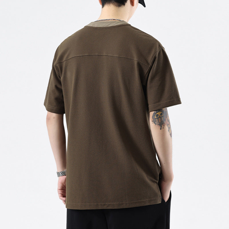 Men’s Summer Henley T-Shirt – Simple Solid Color Short Sleeve