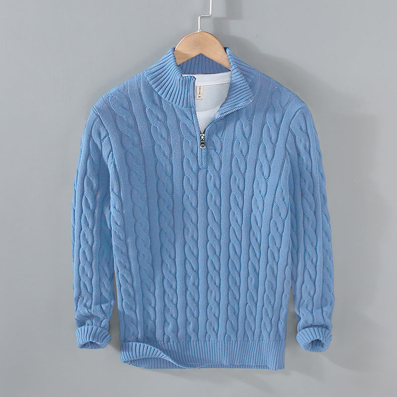 Quarter-Zip Cable Knit Pullover – Thickened Winter Sweater