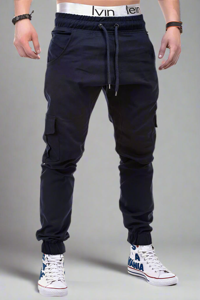 Men’s Cargo Jogger Pants – Drawstring Waist with Side Pockets