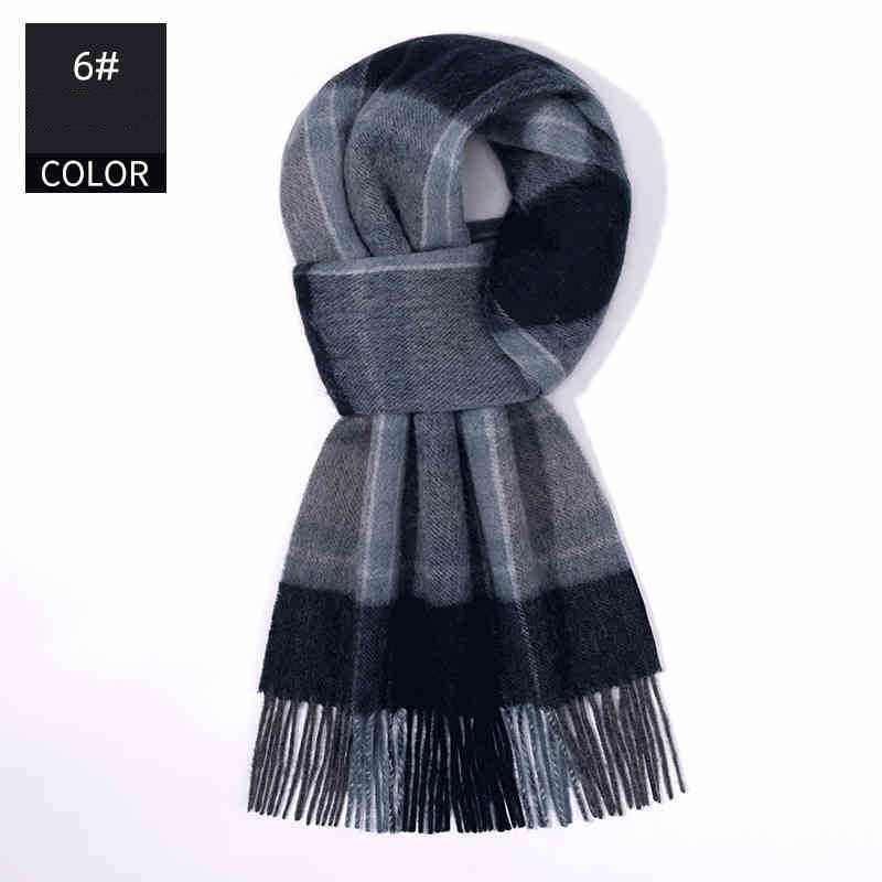 Winter Cashmere Wool Scarf – Soft Grid Pattern Warm Wrap