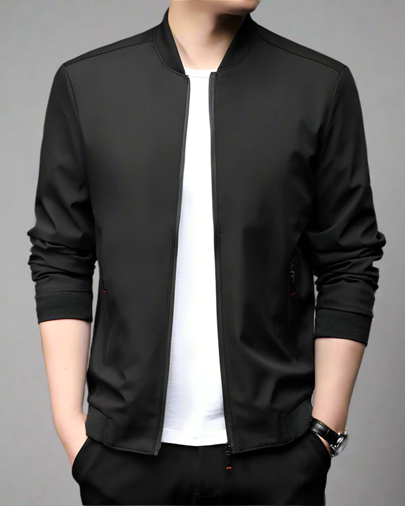 Men’s Business Casual Baseball Jacket – Lightweight Long Sleeve Outerwear