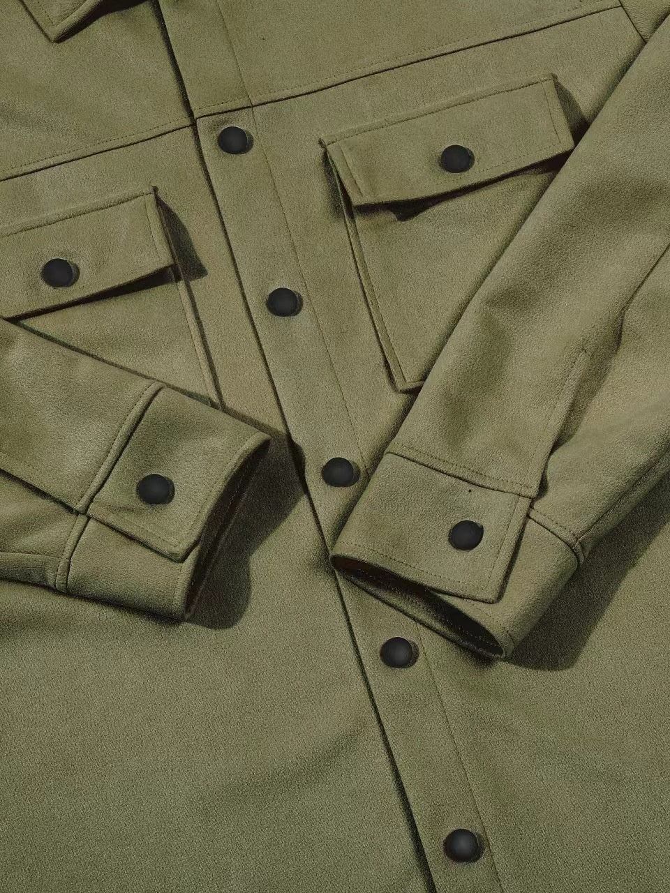 Men’s Suede Button-Up Jacket – Mid-Length Casual Outerwear