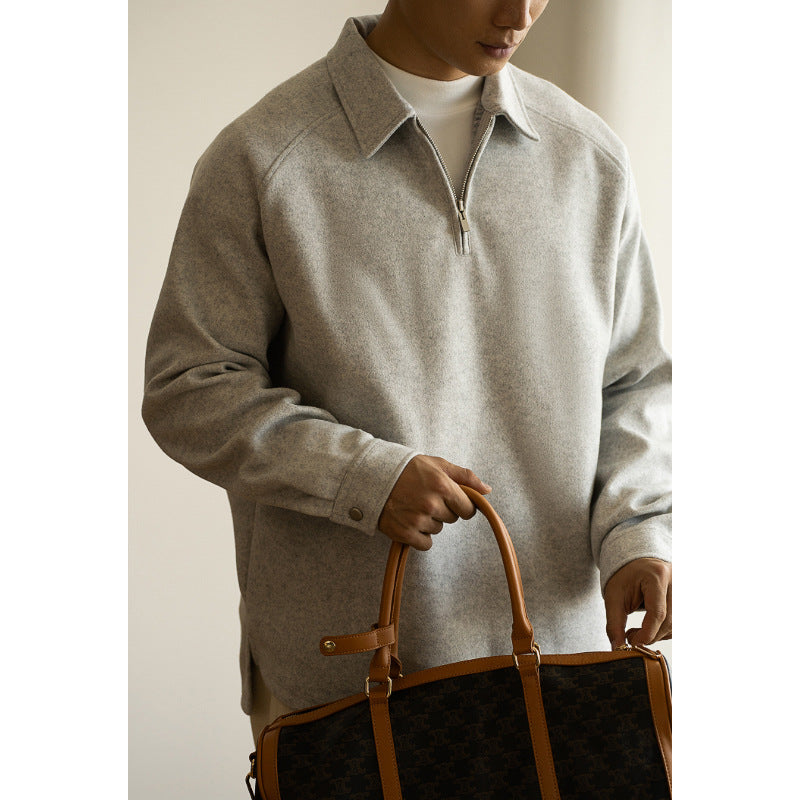 Men’s Half-Zip Pullover Sweater – Lightweight Lapel Top for Spring & Autumn