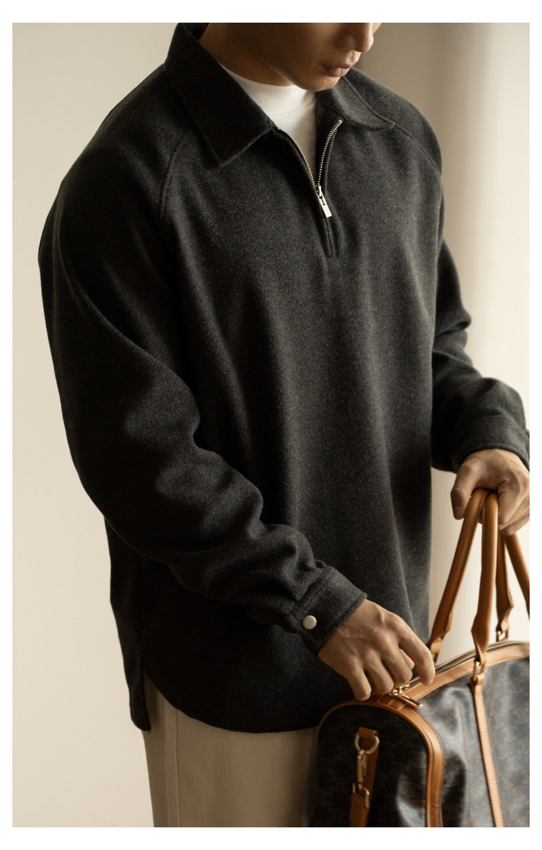 Men’s Half-Zip Pullover Sweater – Lightweight Lapel Top for Spring & Autumn