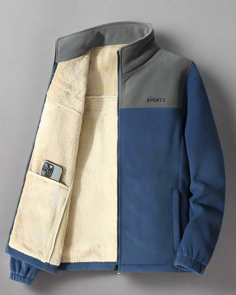 Men’s Embroidered Fleece Jacket – Double-Sided Polar Fleece Zip-Up Sweater