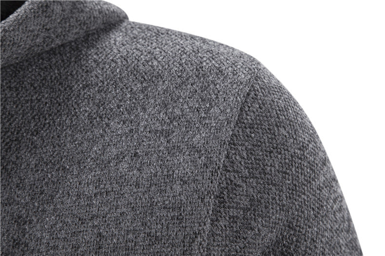 Men’s Fleece-Lined Zip-Up Hoodie – Casual Solid Color Cardigan
