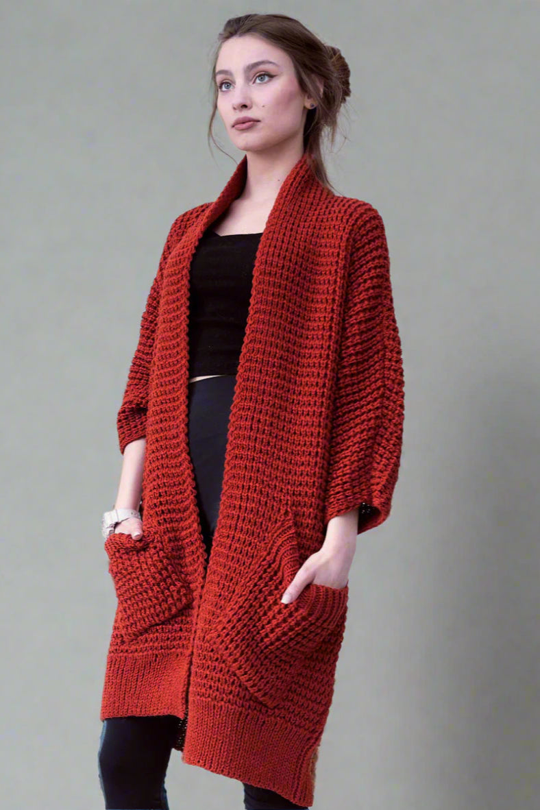Women’s Open Front Knitted Cardigan with Pockets – Casual Loose Fit Sweater Coat