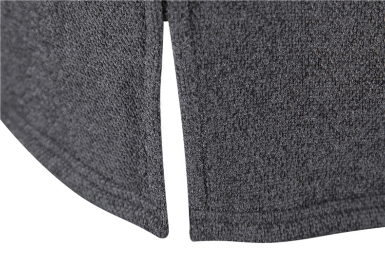 Men’s Fleece-Lined Zip-Up Hoodie – Casual Solid Color Cardigan