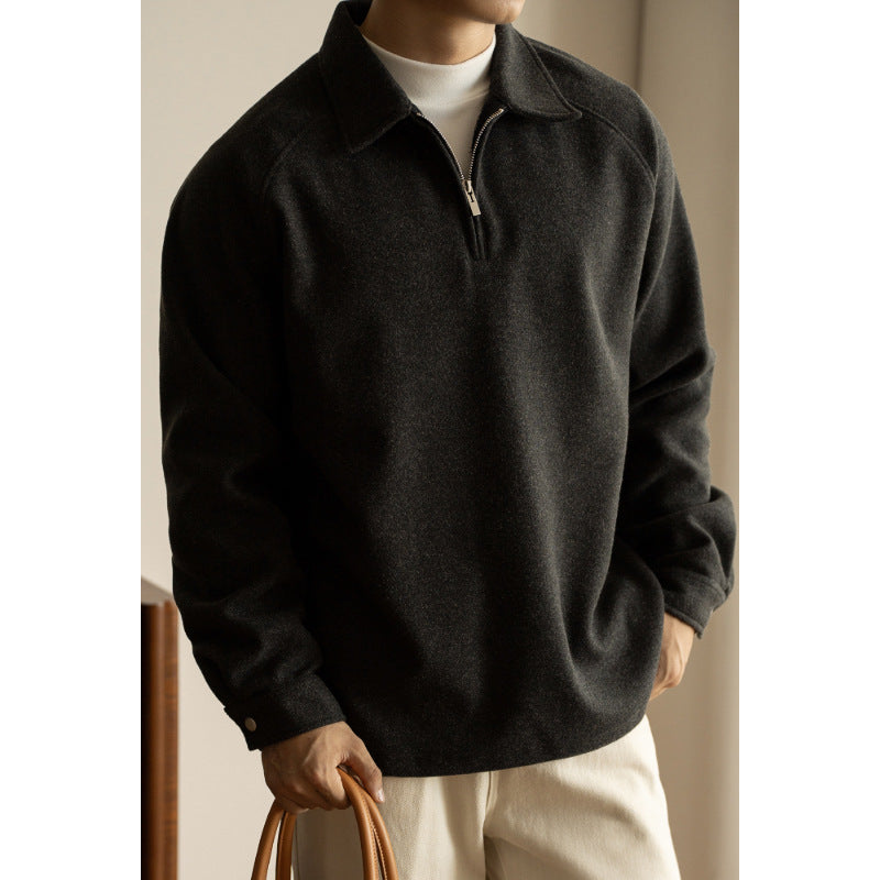 Men’s Half-Zip Pullover Sweater – Lightweight Lapel Top for Spring & Autumn