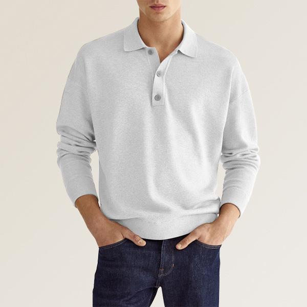 Men’s V-Neck Button Polo – Long Sleeve Casual Autumn Shirt