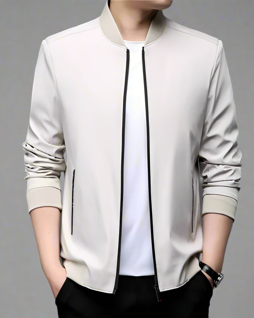 Men’s Business Casual Baseball Jacket – Lightweight Long Sleeve Outerwear