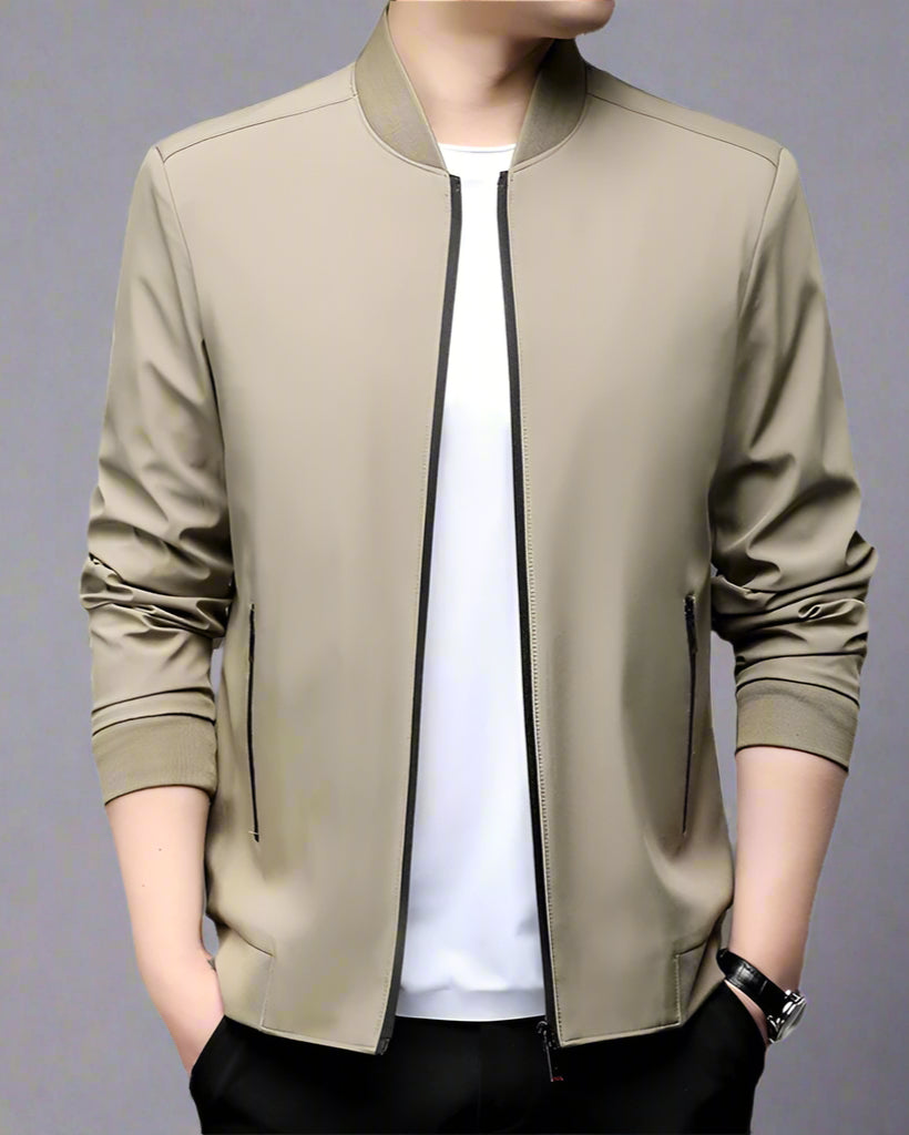 Men’s Business Casual Baseball Jacket – Lightweight Long Sleeve Outerwear
