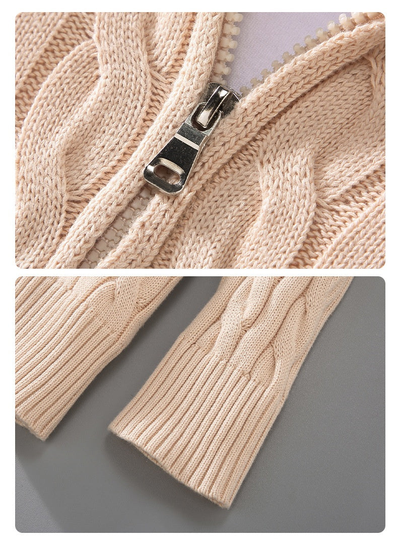 Quarter-Zip Cable Knit Pullover – Thickened Winter Sweater
