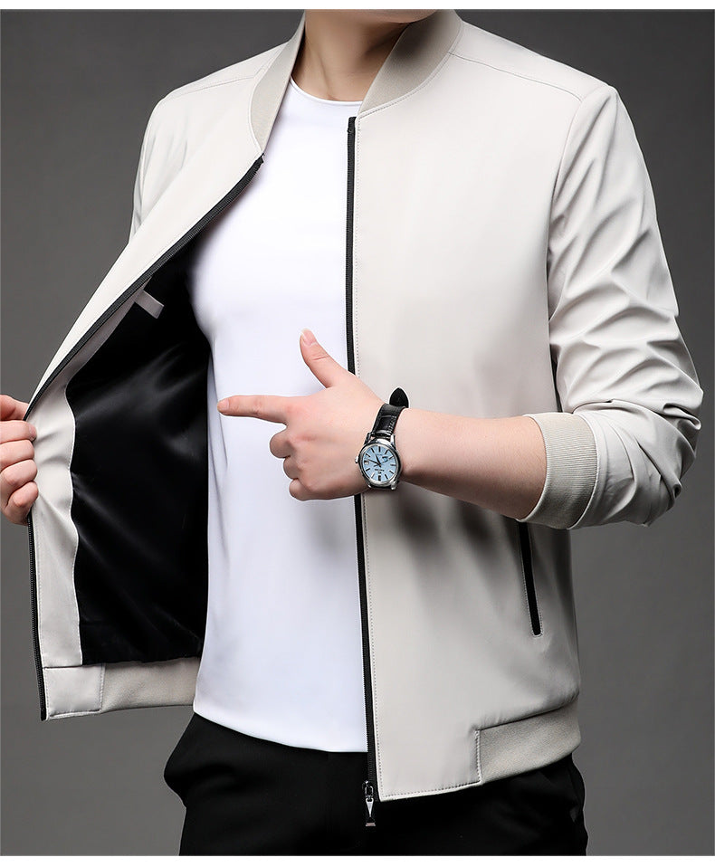 Men’s Business Casual Baseball Jacket – Lightweight Long Sleeve Outerwear