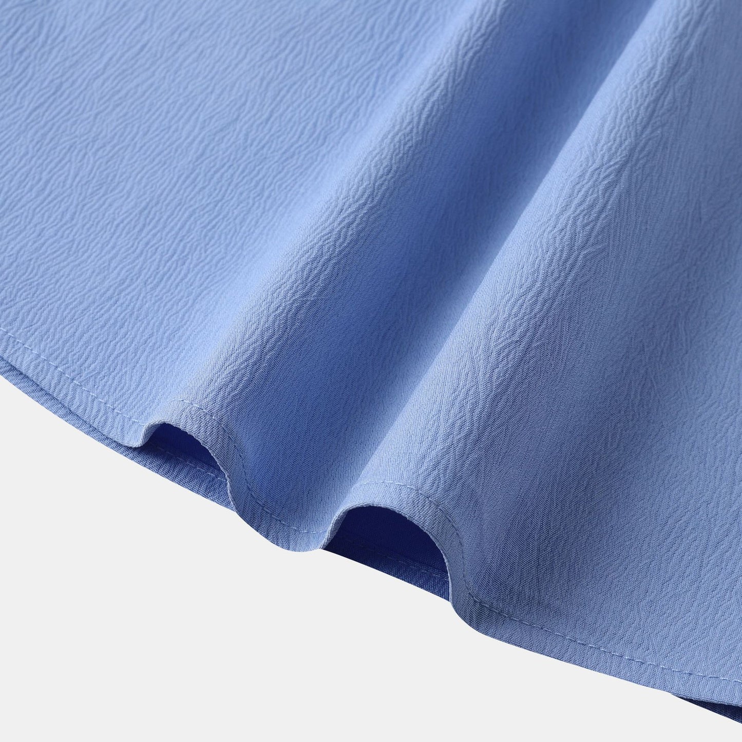 Men’s Linen Short Sleeve Shirt – Stand Collar Solid Color Pullover