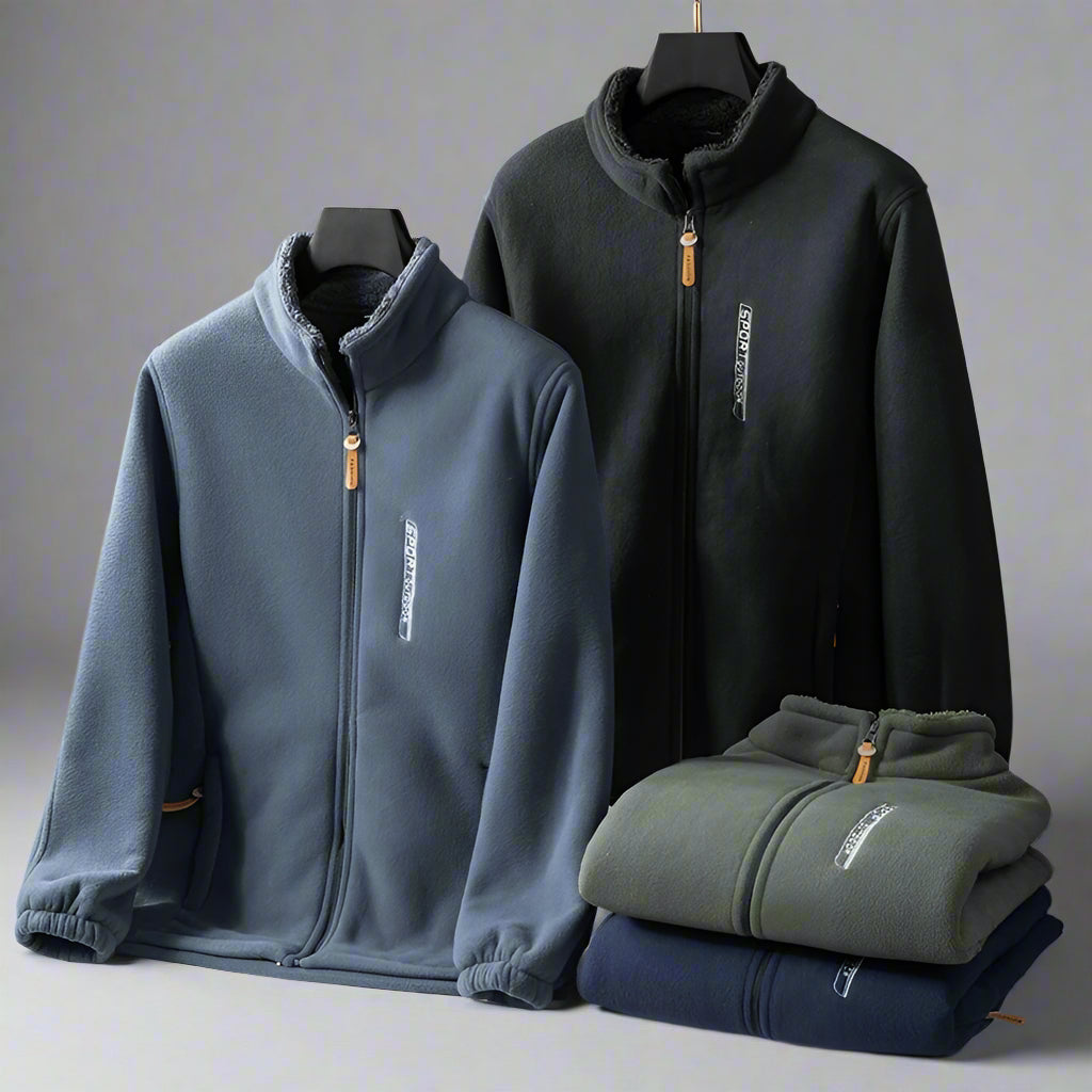 Men’s Thick Polar Fleece Jacket – Double-Sided Outdoor Cardigan for Autumn & Winter