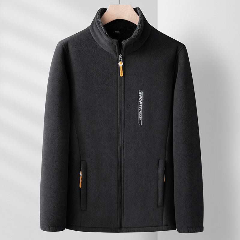 Men’s Thick Polar Fleece Jacket – Double-Sided Outdoor Cardigan for Autumn & Winter