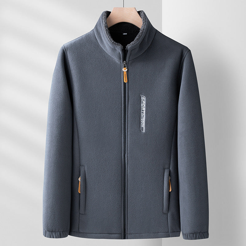 Men’s Thick Polar Fleece Jacket – Double-Sided Outdoor Cardigan for Autumn & Winter