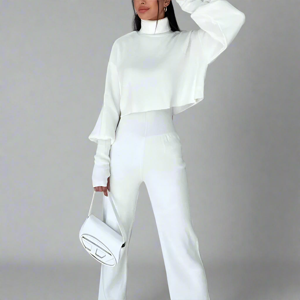 Women’s Turtleneck Lounge Set – Casual Two-Piece Pullover & Pants for Autumn/Winter