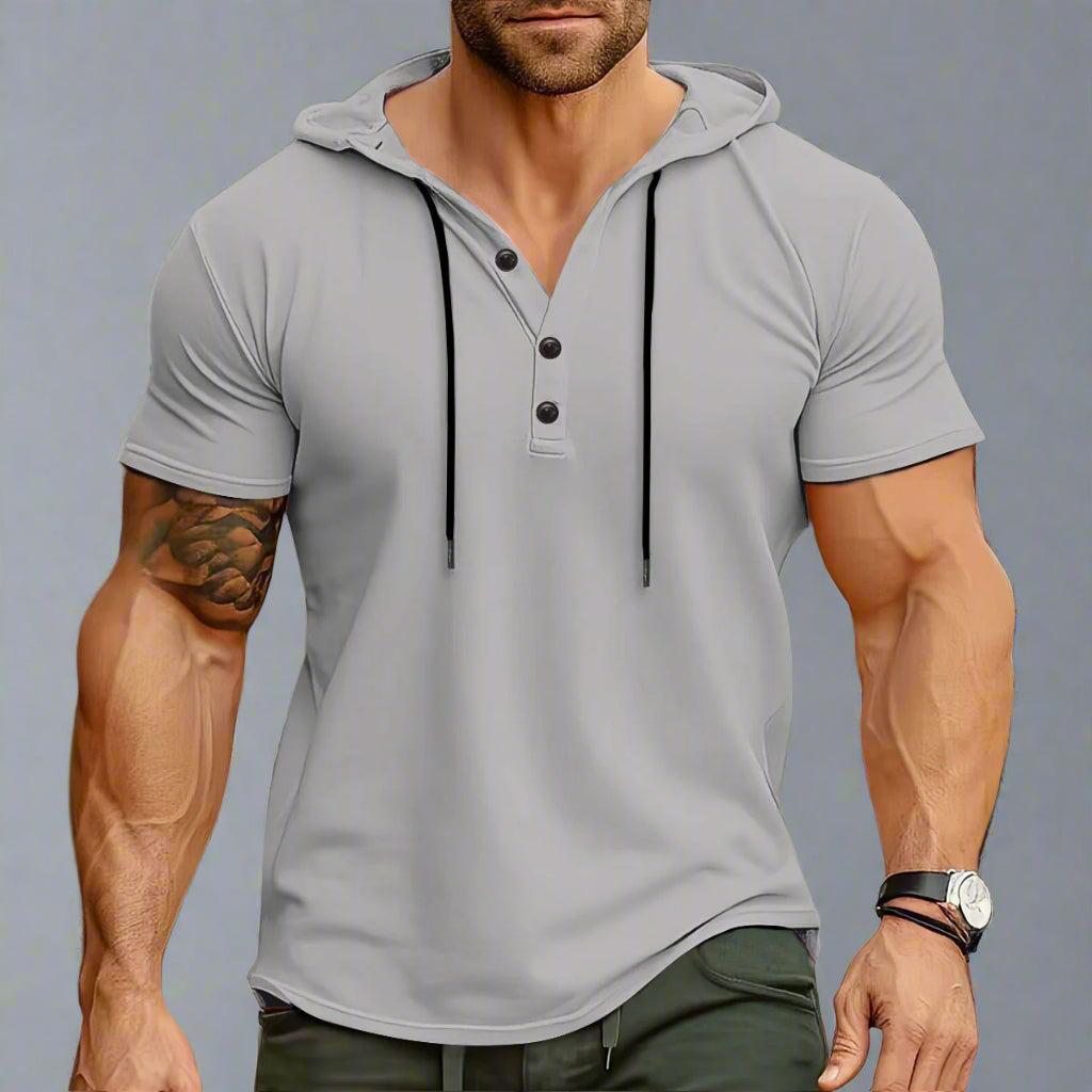 Men’s Hooded Workout Tee – Lightweight Short-Sleeve Fitness Top