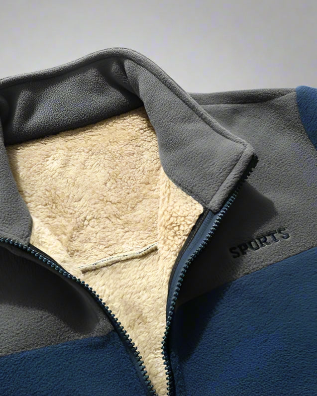 Men’s Embroidered Fleece Jacket – Double-Sided Polar Fleece Zip-Up Sweater