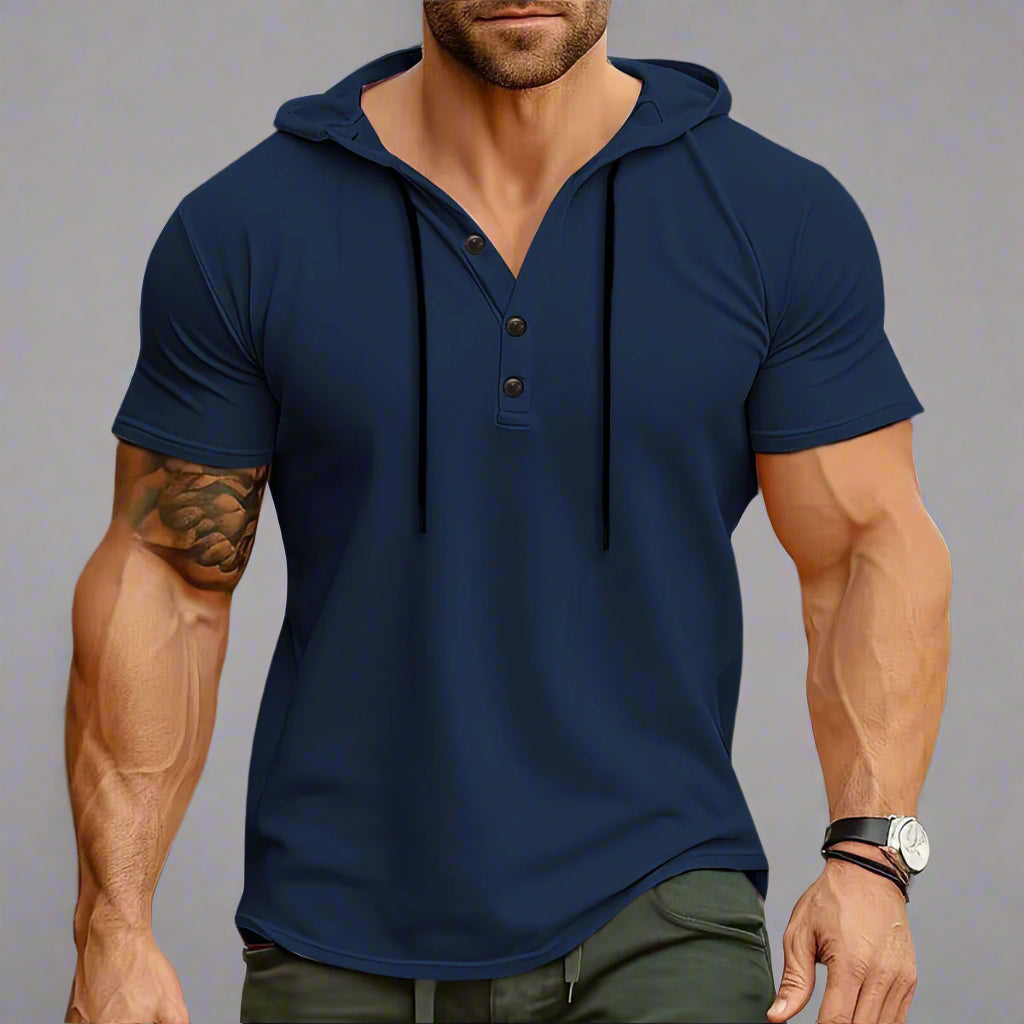 Men’s Hooded Workout Tee – Lightweight Short-Sleeve Fitness Top