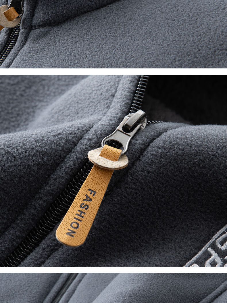 Men’s Thick Polar Fleece Jacket – Double-Sided Outdoor Cardigan for Autumn & Winter