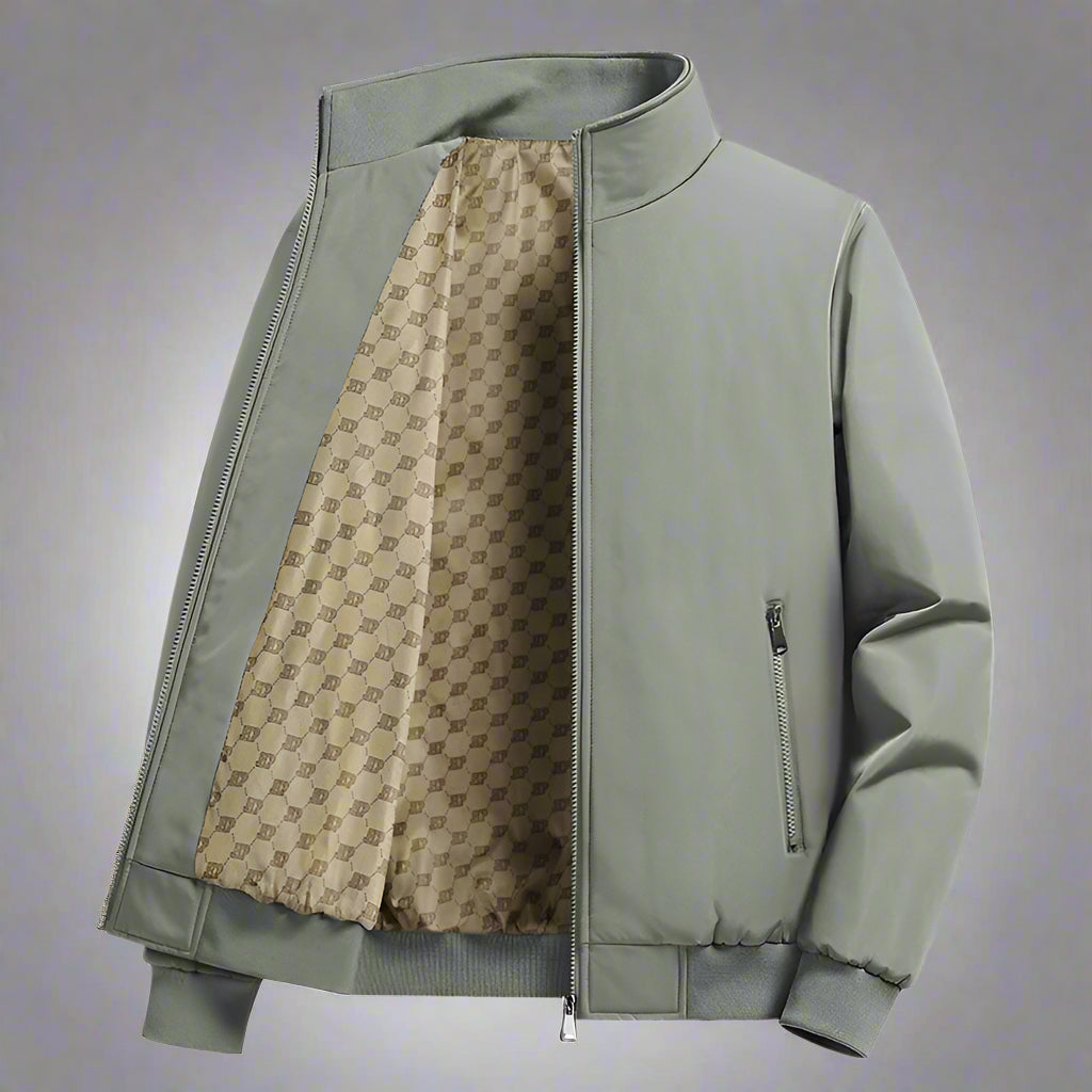Men’s Lightweight Stand Collar Jacket – Zipper Pocket Casual Outerwear