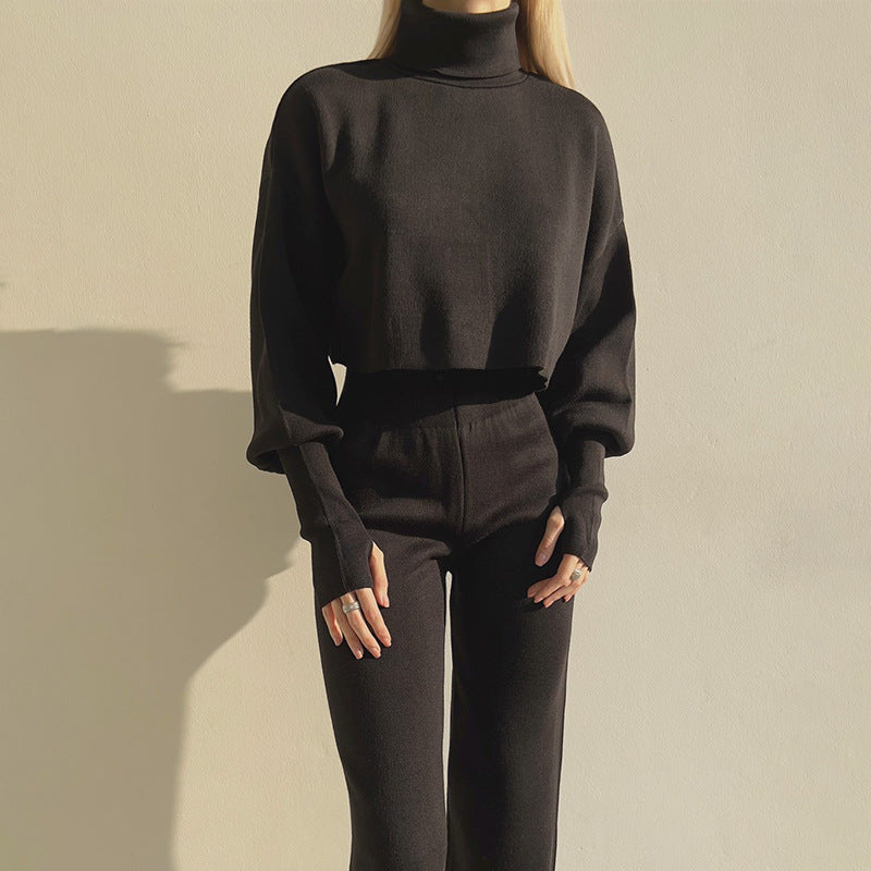 Women’s Turtleneck Lounge Set – Casual Two-Piece Pullover & Pants for Autumn/Winter