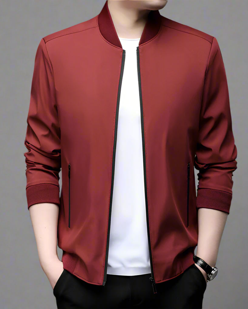 Men’s Business Casual Baseball Jacket – Lightweight Long Sleeve Outerwear